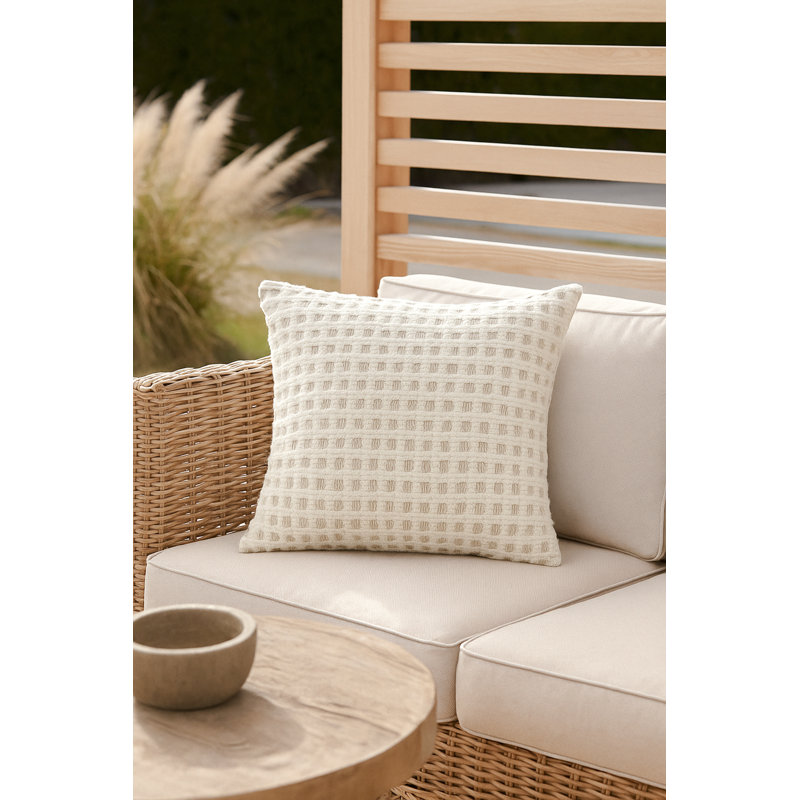 Outdoor Living Geometric Indoor / Outdoor Accent Pillow, Beige, Square 20", Polyester