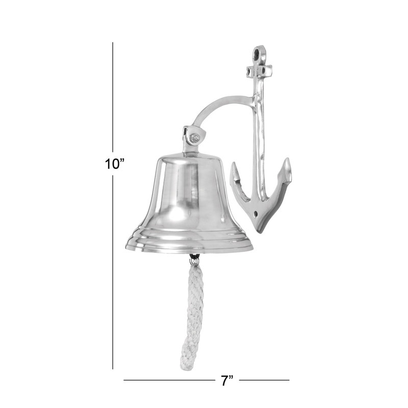 Décoration murale cloche en aluminium et métal argenté avec support d'ancrage