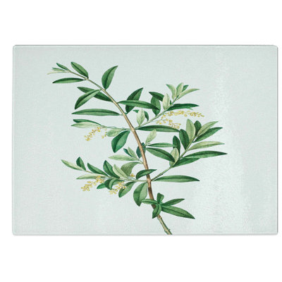 Glass Green Olive Tree by Pierre-Joseph Redoute Chopping Board