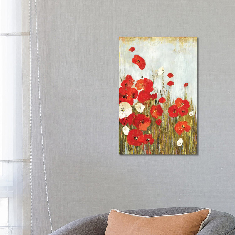 Poppies In The Wind 1 Piece Wrapped Canvas Painting