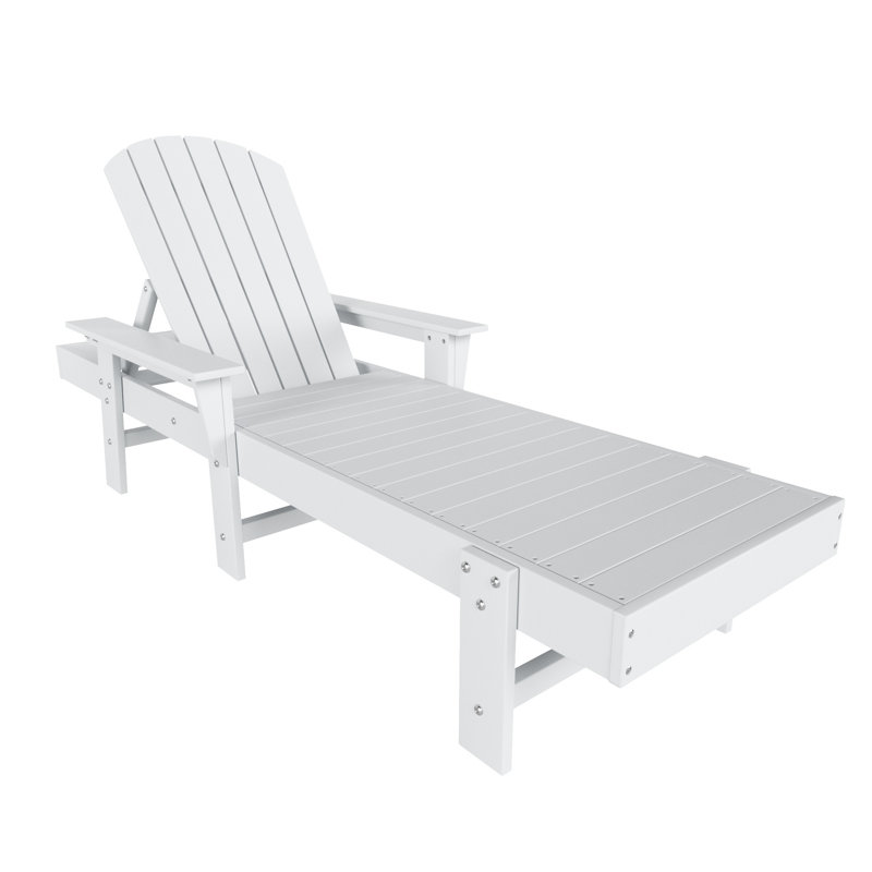 Altura 77.6" Long Outdoor All-Weather Poly Reclining Single Chaise, White