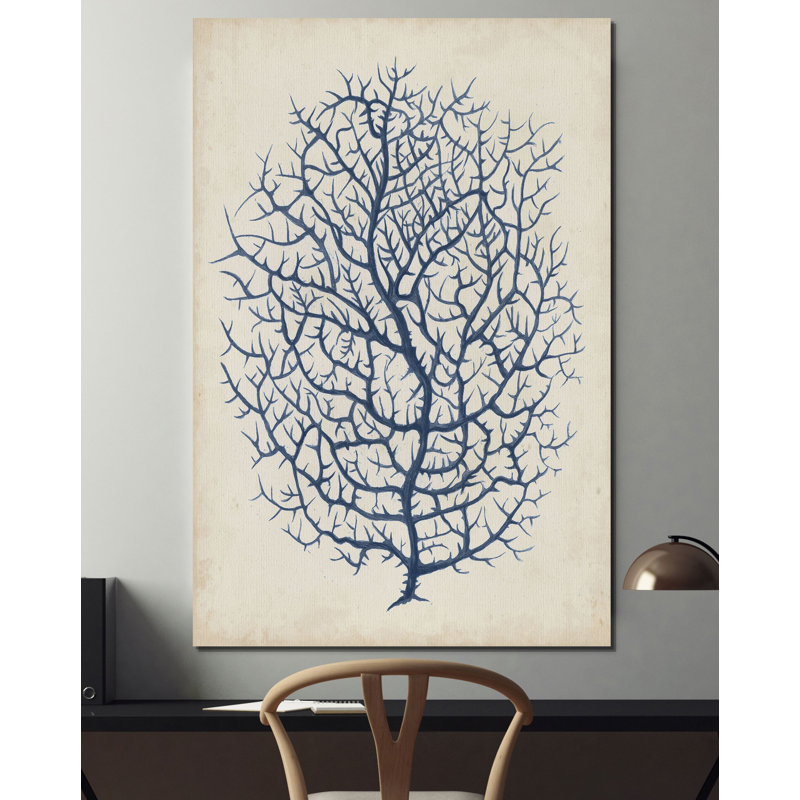 « indigo corail i », impression, H 48 po x l 32 po x P 1,5 po, Toile tendue