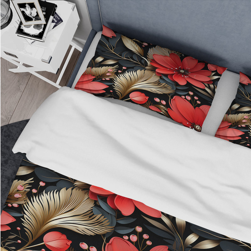 Ensemble de housse de couette Red Gloden Hollywood Glam, Housse de couette pour très grand lit et 2 très
