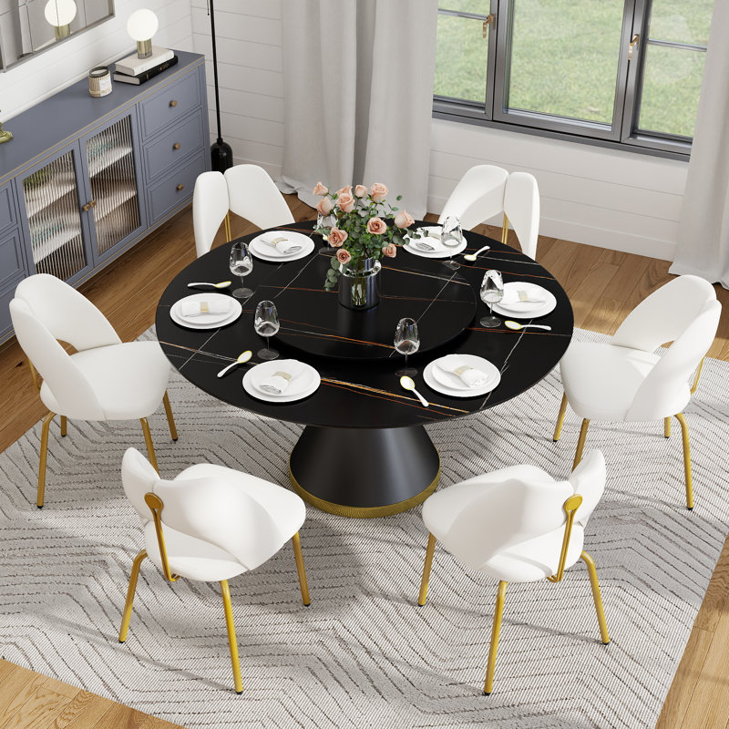 Table de salle à manger Ryding, Noir, H 29,5 po x L 59 po x l 59 po