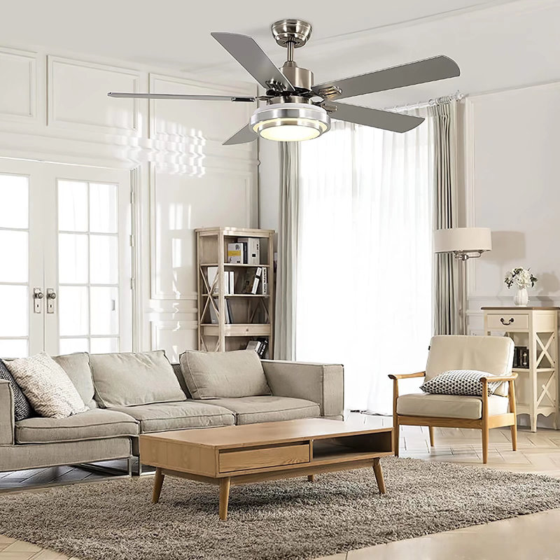 52'' Ceiling Fan with LED Lights, Chrome
