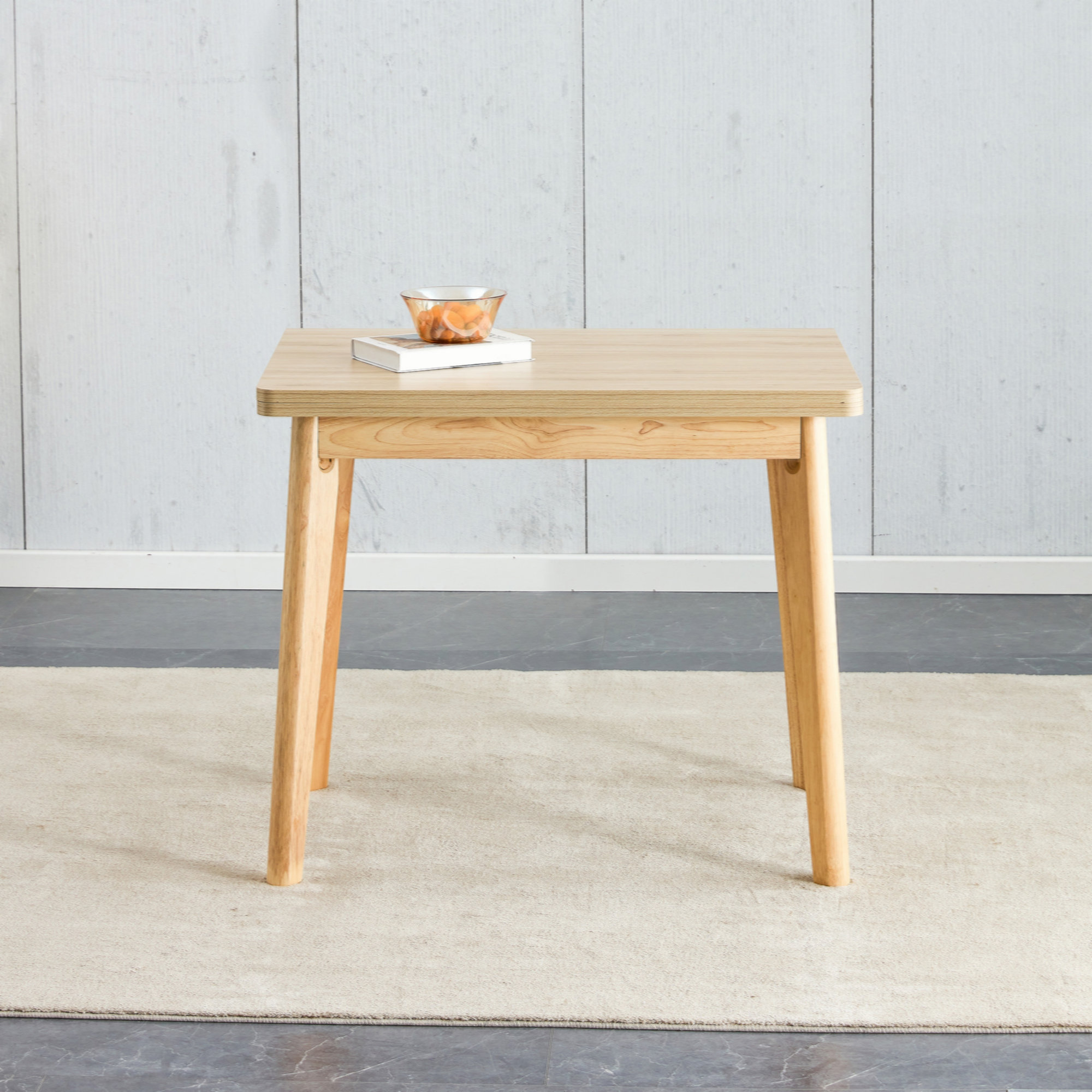 Oliver Wooden Foldable Table, Rubber Wood Leg MFC Tabletop