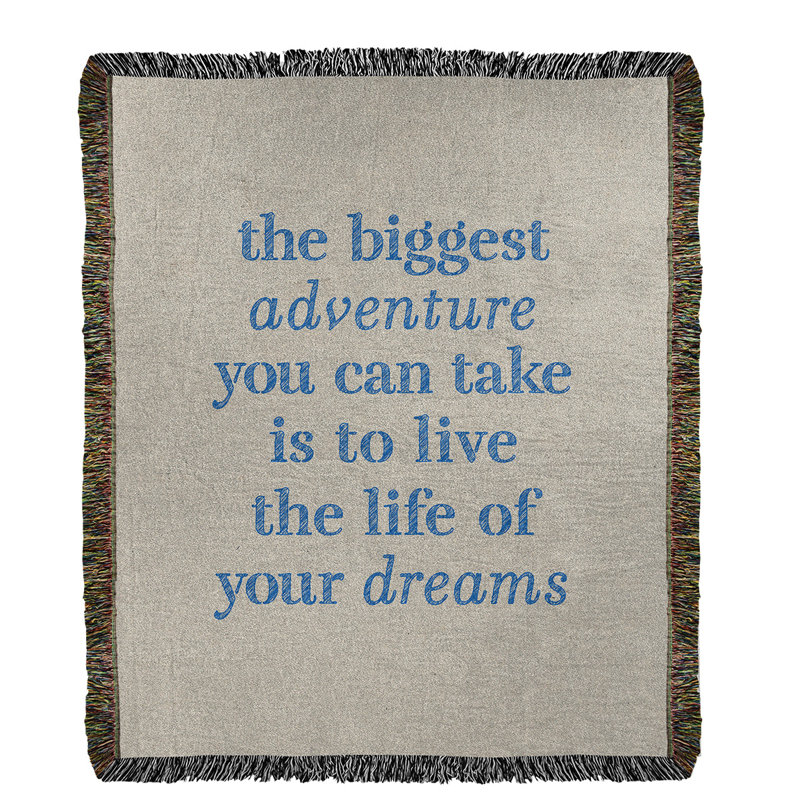 Hand Woven Throw Blanket, 80" L x 60" W, White/Blue