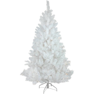 Pre-Lit White Alaskan Pine Artificial Christmas Tree Warm White LED Lights