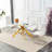 Carlinda Glass Dining Table for 4-6 People, Rectangular Kitchen Table with Cross Metal Legs, Modern Dining Table for Small Spaces-435729850