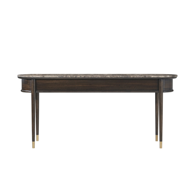 Curzon Marble Top Console Table, Brown Emperador / Fumed, Brown Emperador