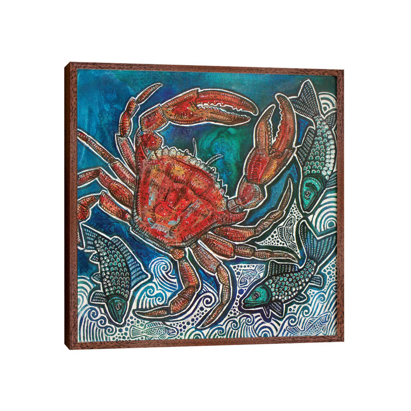 Feeling Crabby by Lynnette Shelley - Painting on Canvas, 66.04 cm H x 66.04 cm W, Brown Floater Frame
