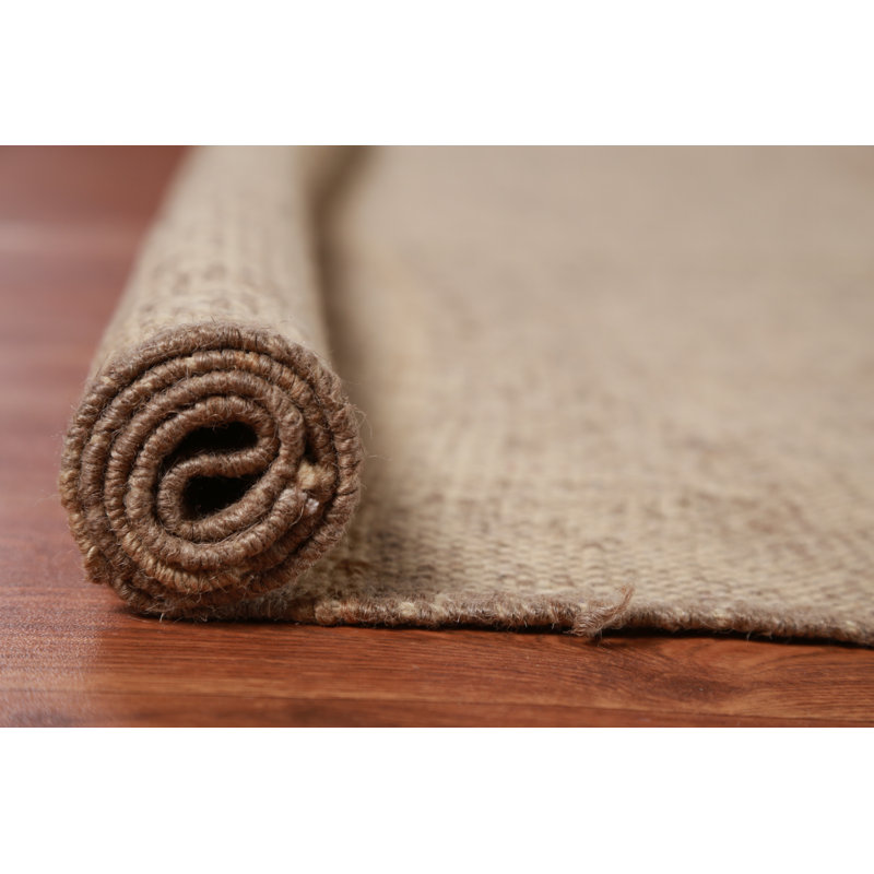 Tapis oriental en terre de jute brun Kilim 9 x 11