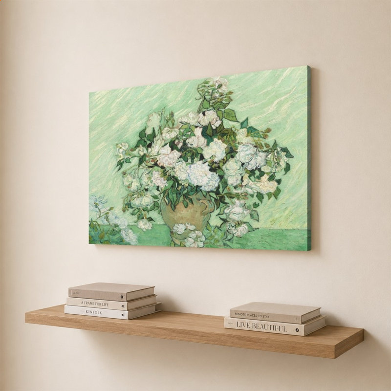 Roses, 1890 par Vincent Van Gogh - Impression sur toile, 36 po x 24 po / toile tendue / ne s'applique pas