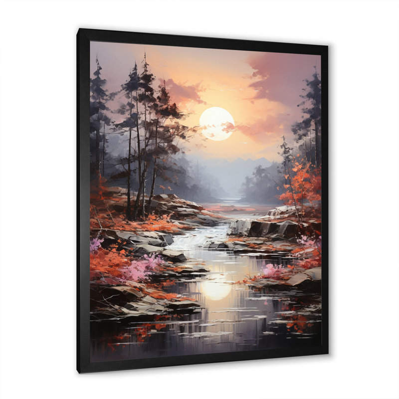 «Lucilia Romantic River Landscape Représentes II», reproduction sur toile, H 20 po x l 12 po x P 1 po, Cadre photo noir