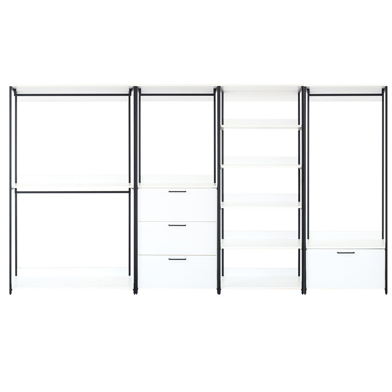 Metal Frame Closet - Deep Storage Options, & , Water Heat , Stain Scratch Protected, E0 Board Walk In With White, Extra Capacity,