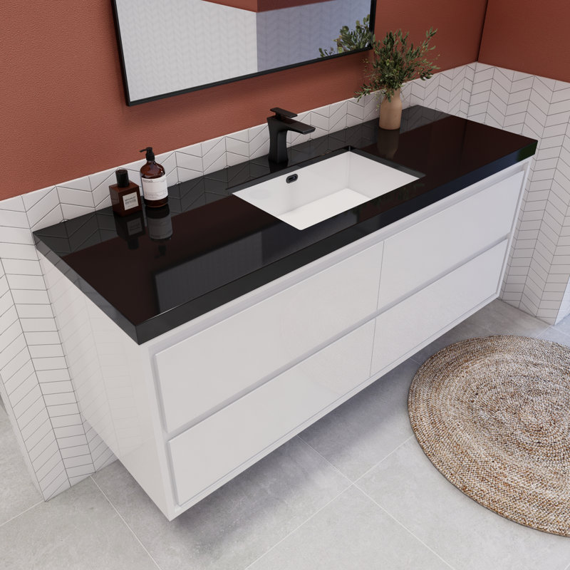 Vickye 60" Single Sink Bathroom Vanity Set, Glossy White