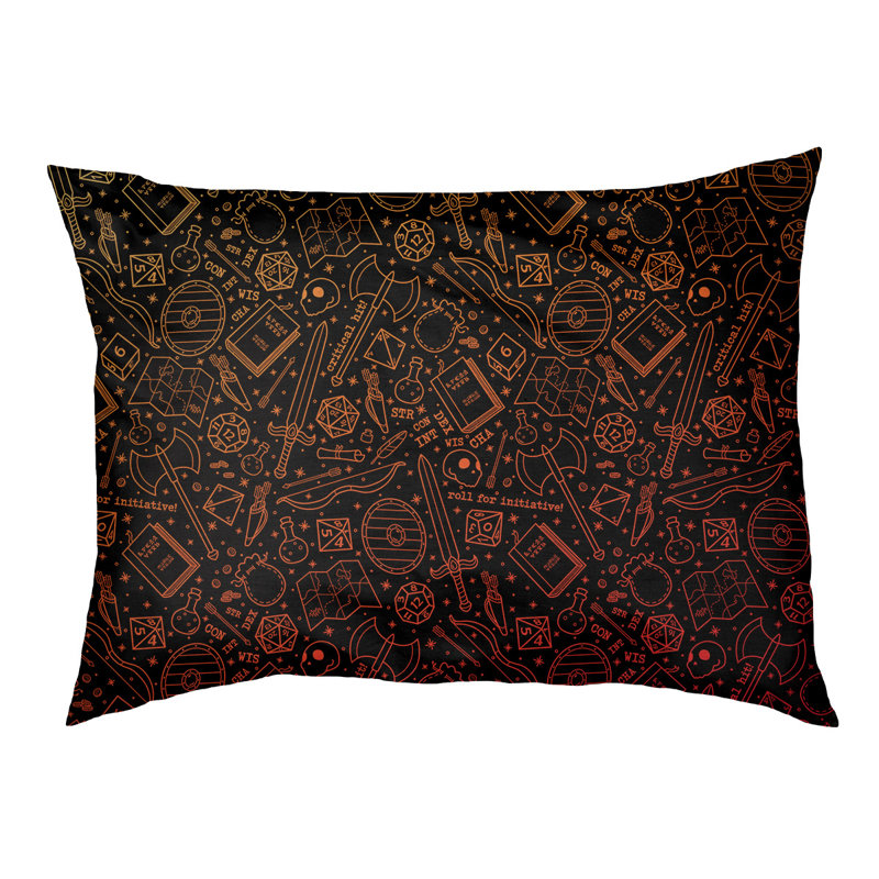 Coussin Byrge, Grand (l 42,5 po x P 32,5 po x H 14 po), Noir / orange / rose