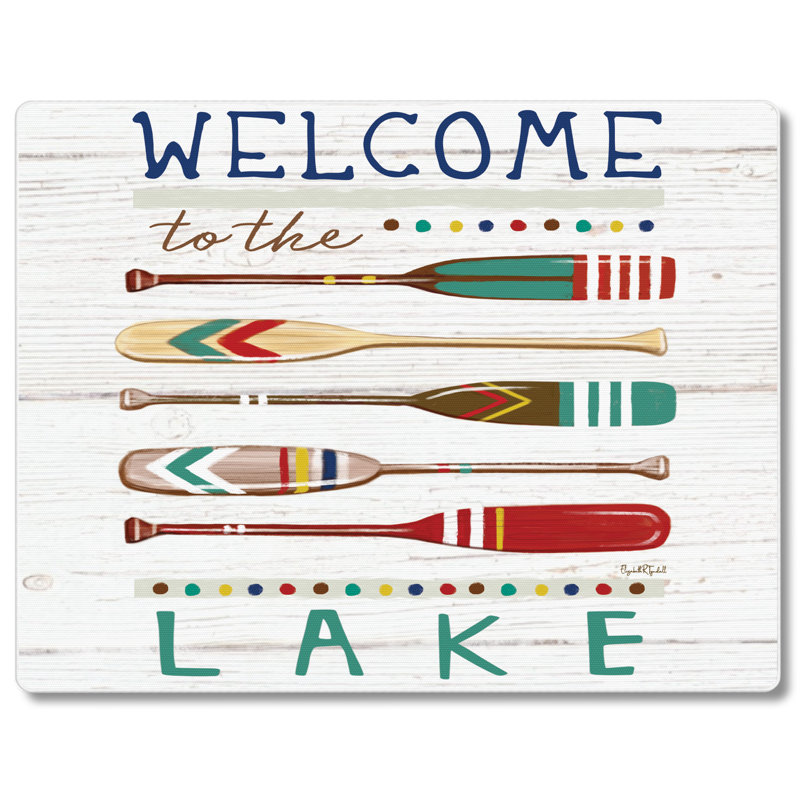 Planche à découper en verre trempé Welcome To The Lake 10 po x 8 po