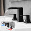 Robinet de lavabo surdimensionné de 8 pouces, noir avec poignée à levier double et tuyau pour salle de bain 3 trous, cartouche de vidange en céramique