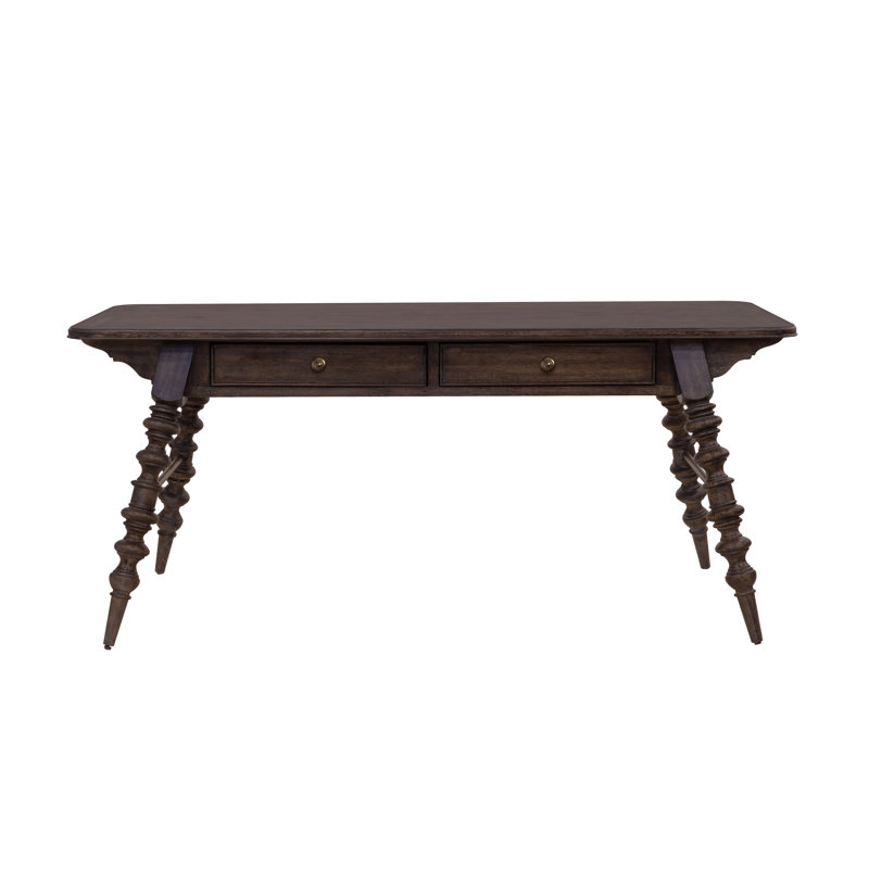 Chimney Smoke Brown Wood Writing Desk with Drawers