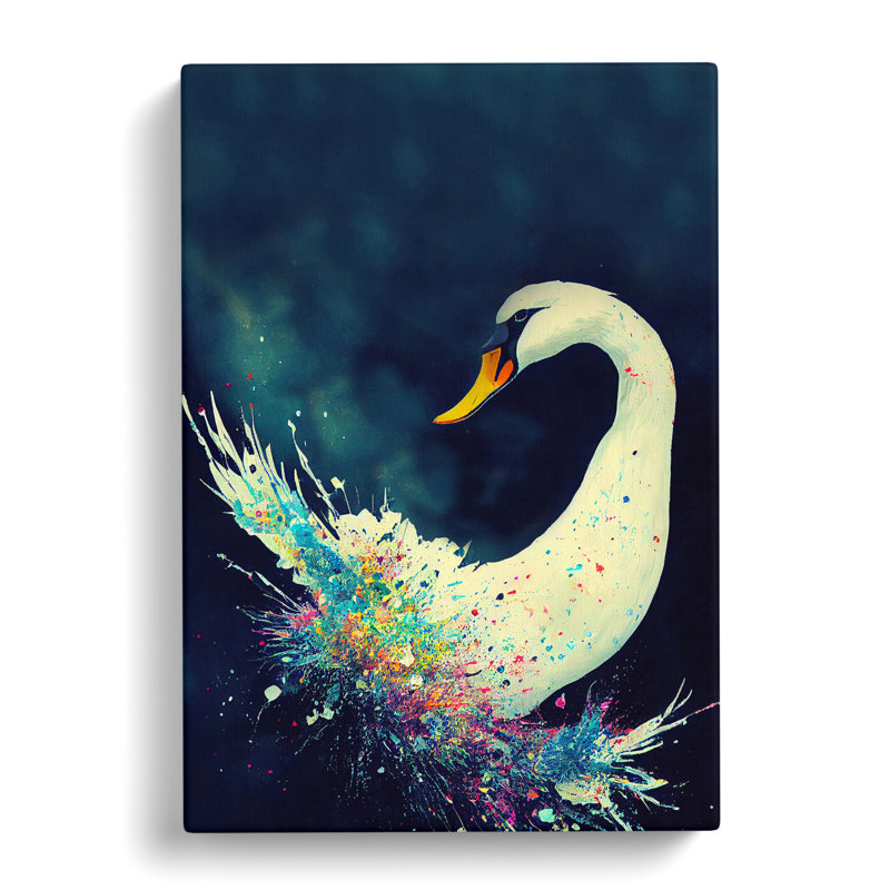 Splashed Swan - Wrapped Canvas, 50cm H x 35cm W x 3cm D