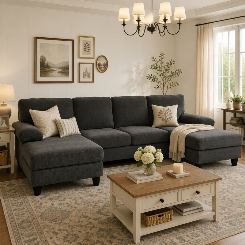 Canapé Nubby Upholstery, Polyester gris foncé