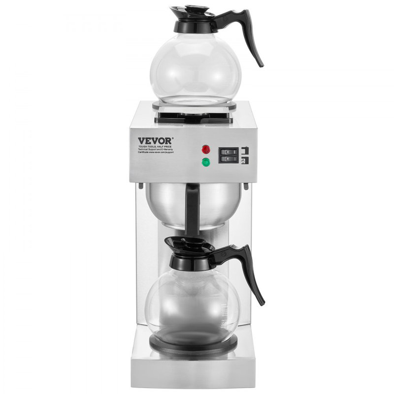 12 Cups Commercial Drip Coffee Maker with 2 Glass Carafes and 2 Warmers Office