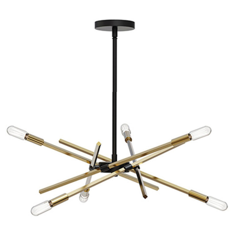 Ellicot 6-Light 26.75” Wide Chandelier, Matte Black/Plated Gold