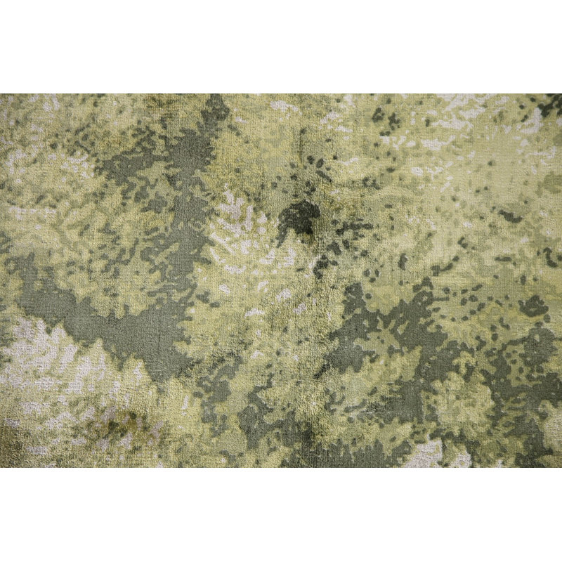 Tapis indien à motif abstrait vert All-Over 5 x 7