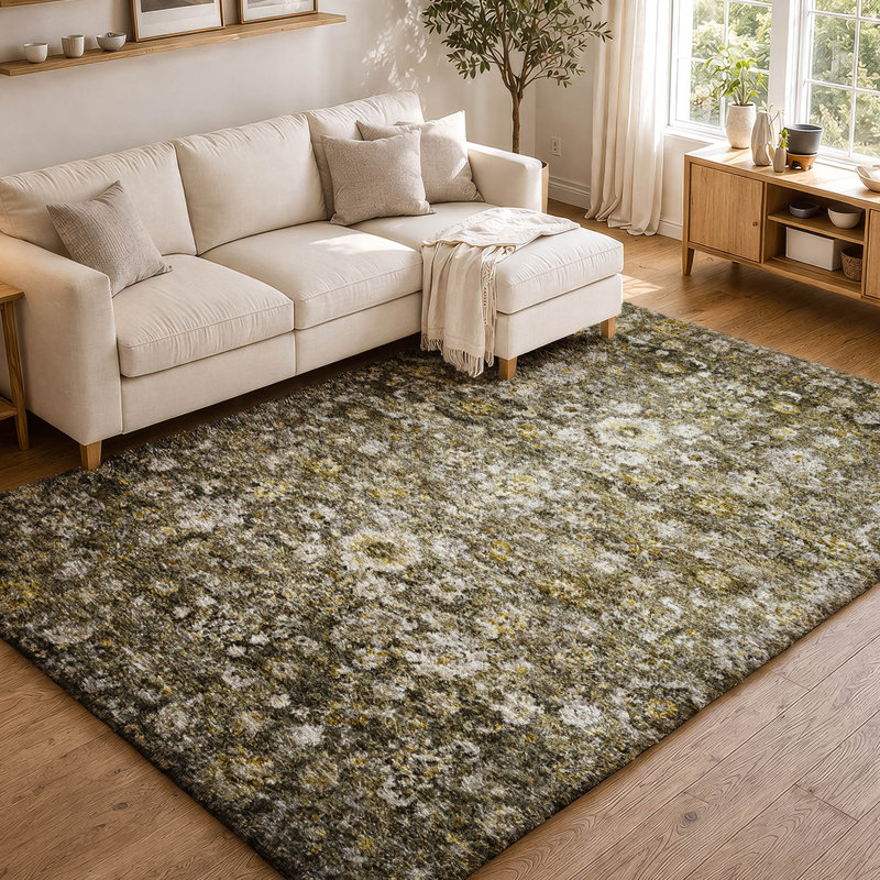 Tapis oriental à poils longs de qualité supérieure lavable à la machine ADS651, Moka, 5' x 7'6"