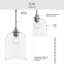 Luminaire suspendu en nickel brossé 1 lumière avec abat-jour en verre transparent Ilia-127419982