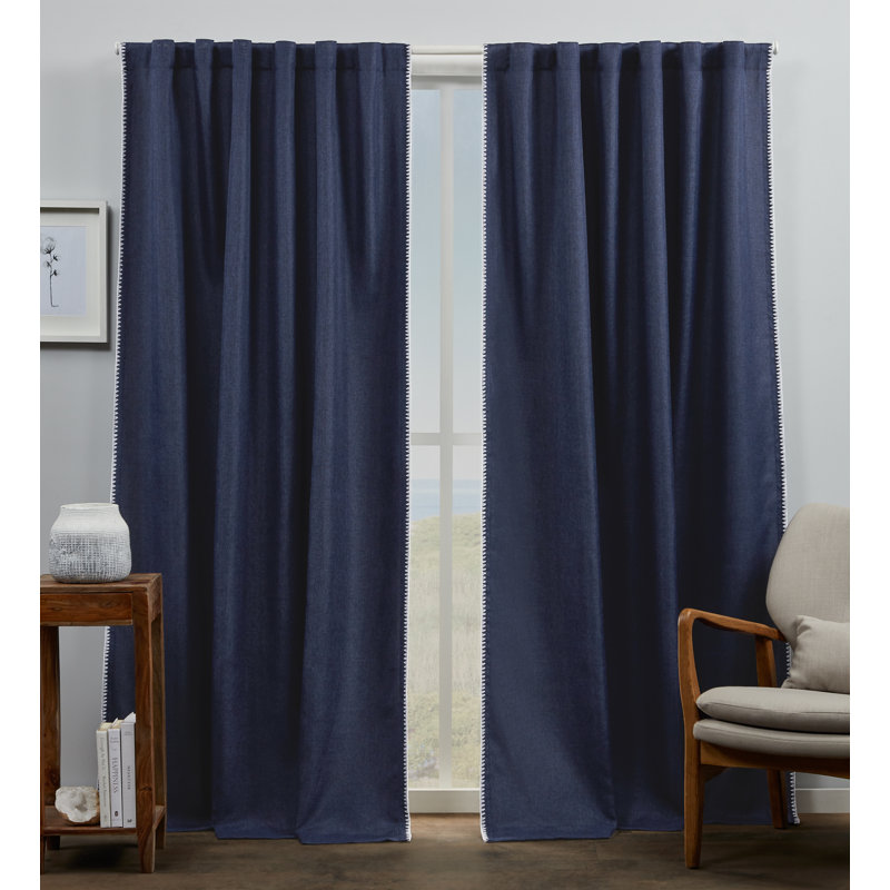 Danes Room Darkening Curtain Pair, 54" x 84", Blue