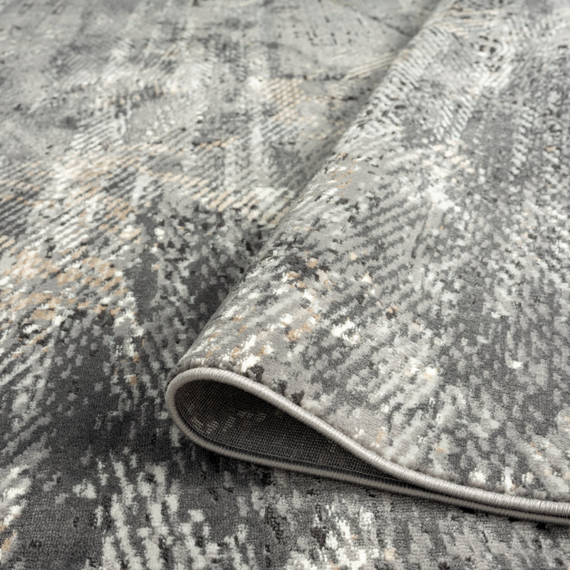 Cansel Area Rug in Gray/Black, Rectangle 8'6" x 11'6"