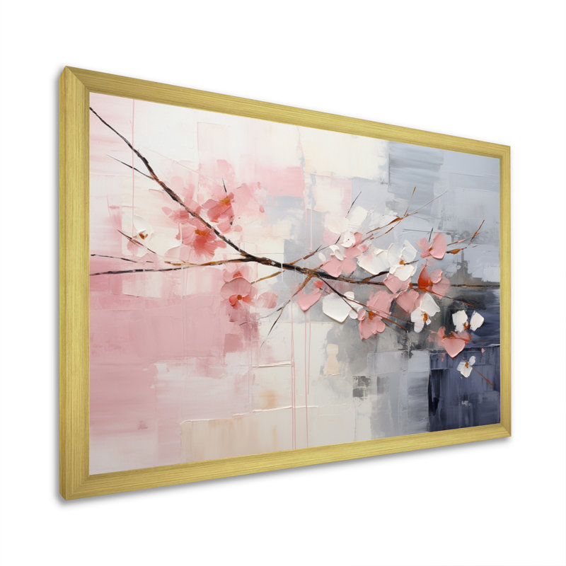 Collage Whispers sur impression sur toile, H 30 po x l 40 po x P 1,5 po, Encadrement doré