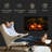 Retro Recessed Fireplace Heater with Realistic Log Flame