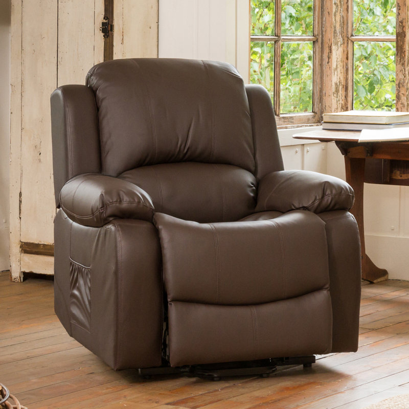 Marisela 92cm Wide Faux Leather Standard Recliner, Brown