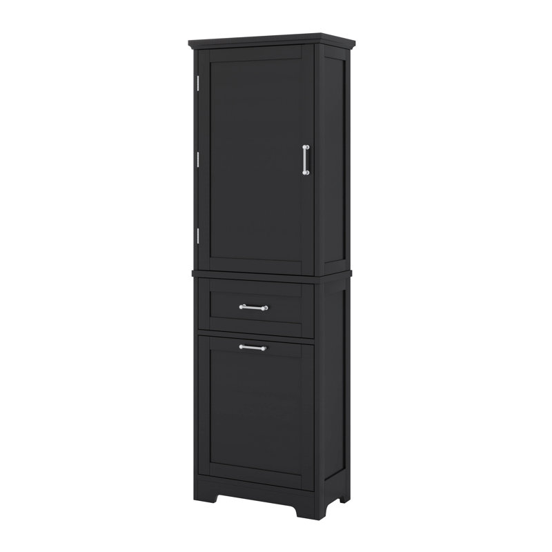 Armoire de rangement pour salle de bain avec 2 tiroirs de taille différente et tablette réglable