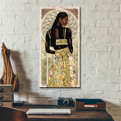  «Natural Beauty In Gold 2» par Alonzo Saunders, art mural en verre acrylique, 12 po x 24 po
