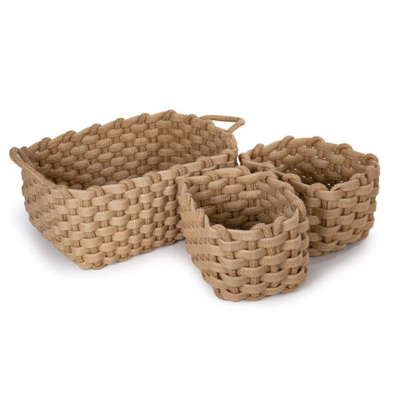 Ensemble de paniers en jute tressés 3 pièces