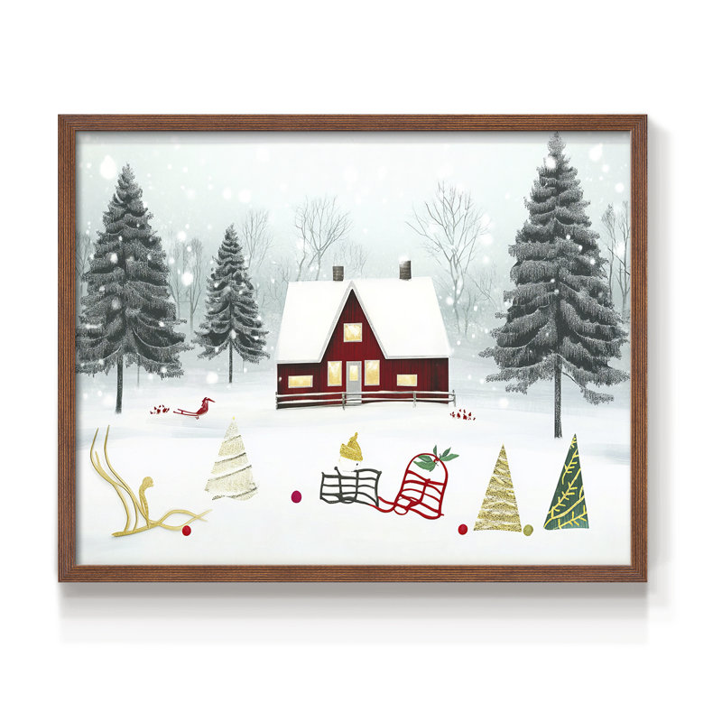 Chirstmas Art-XCII -Framed Print - Restickable, H 16 po x l 20 po, Noyer