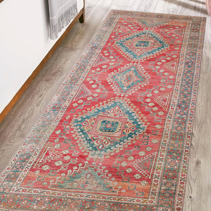 Stylish Modern Non Woven Soft Type Printed Rug Featuring an Intricate Abstract Geometric Design Ideal for a Contemporary Home Decor