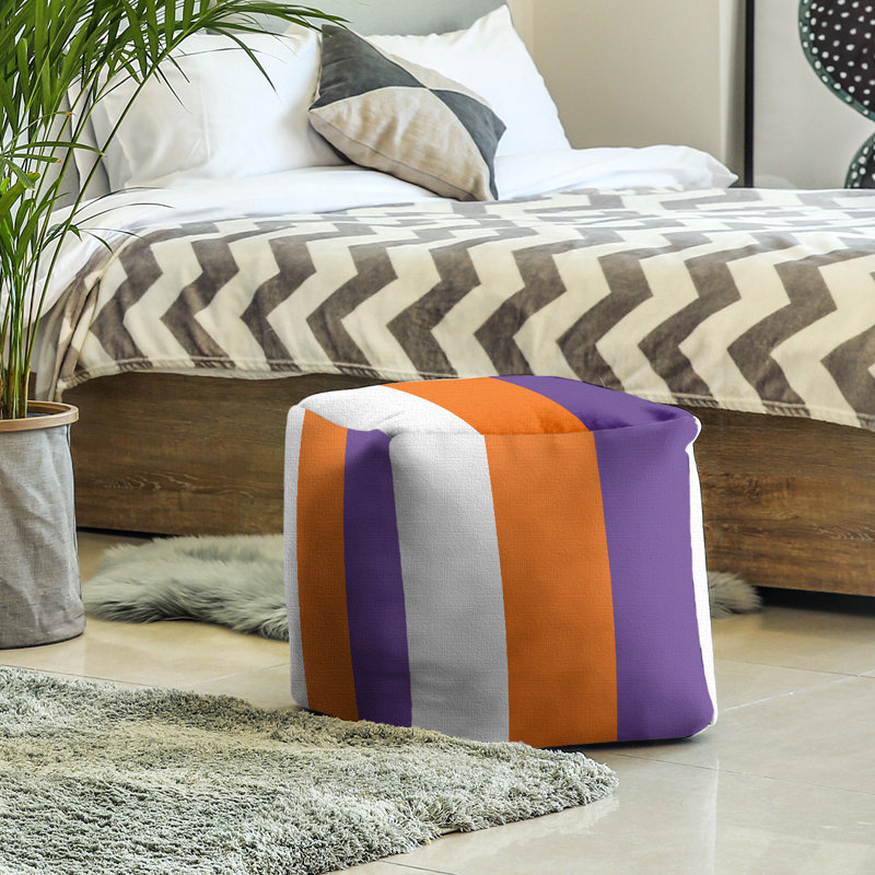 Repose-pieds Stripes, Blanc / orange / mauve