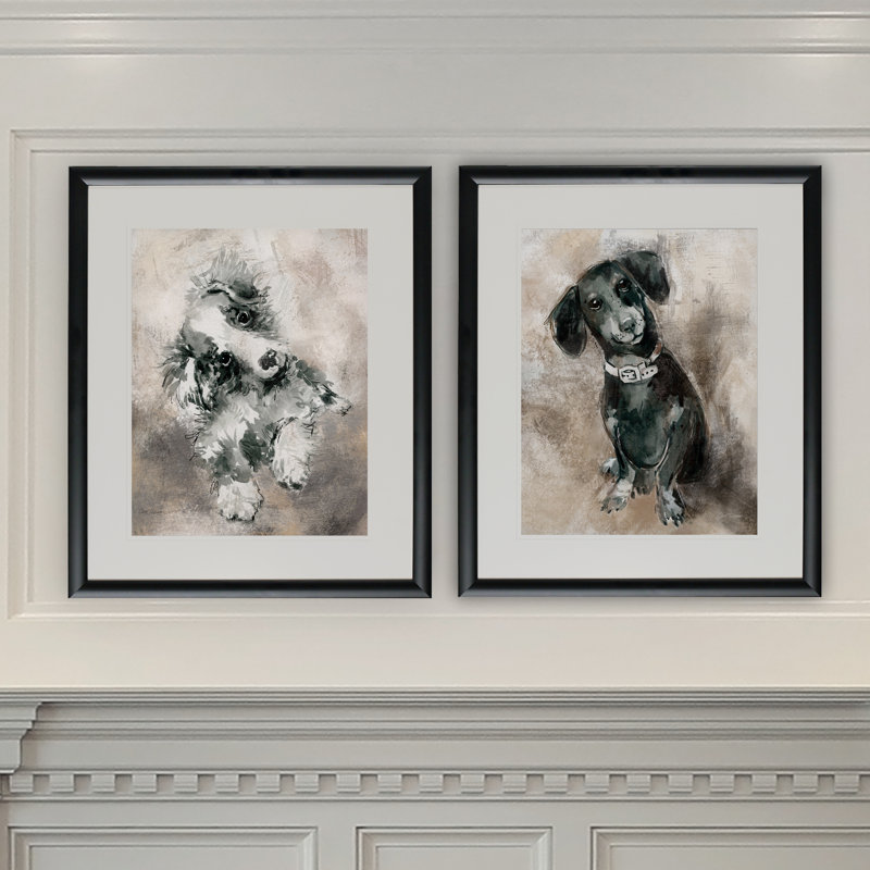 Sketchy Study Collie - 2 Piece Single Picture Frame Set
