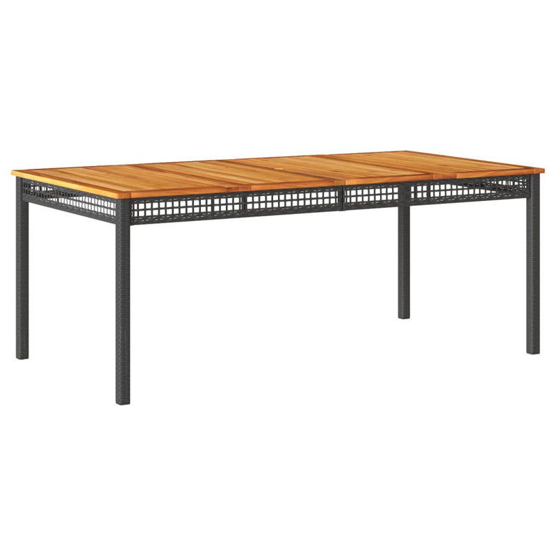 Bay Isle Home? Table de patio en rotin et bois d'acacia, Noir et brun, 70,9 po x 35,4 po x 29,5 po