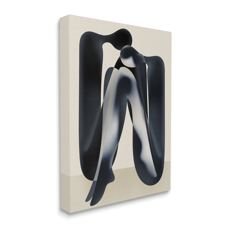 Art moderne sur toile, "Modern figure assis" par Lil 'Rue, H 48 po x l 36 po x P 1,5 po