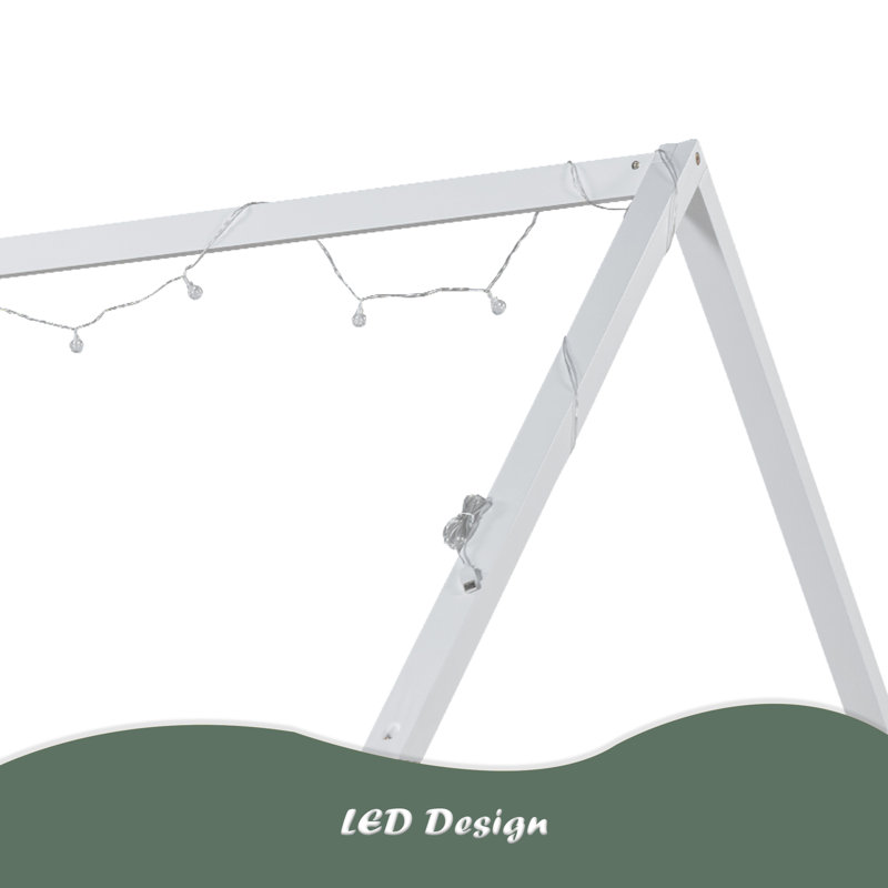 Lit maison avec garde-corps et DEL, Lit simple
