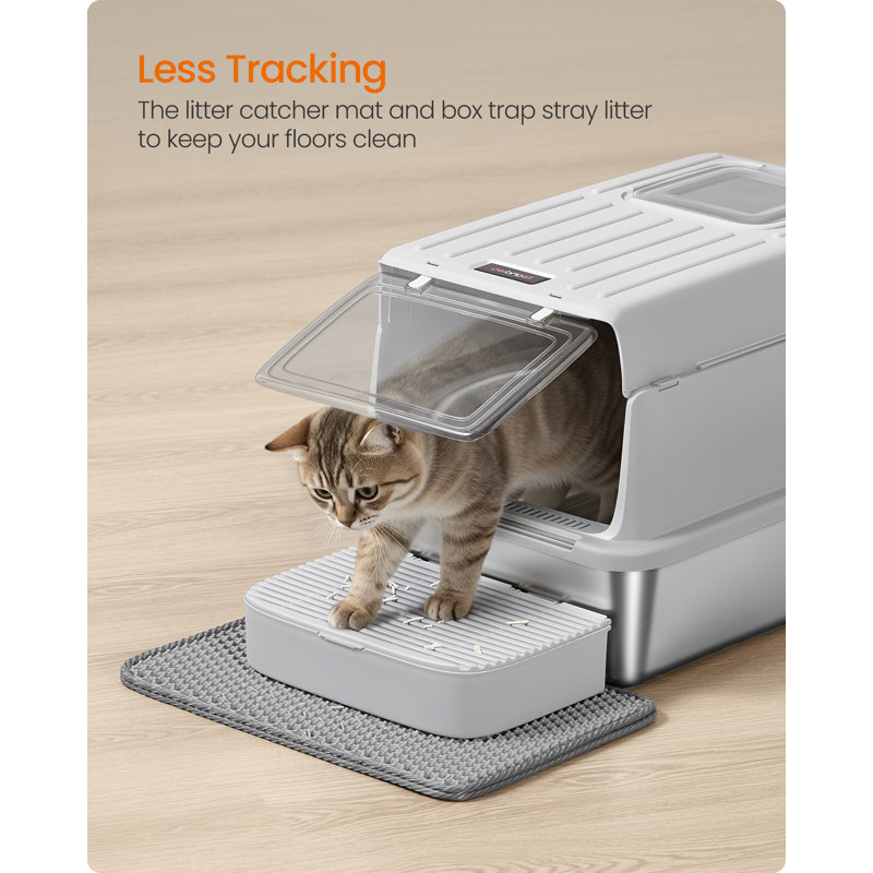 Stainless Steel Litter Box, Light Grey