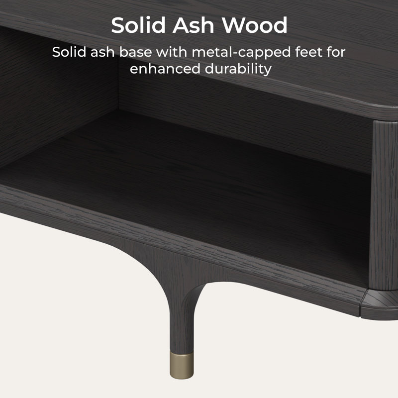 Remy Modern Solid Wood Fluted Coffee Table with Storage