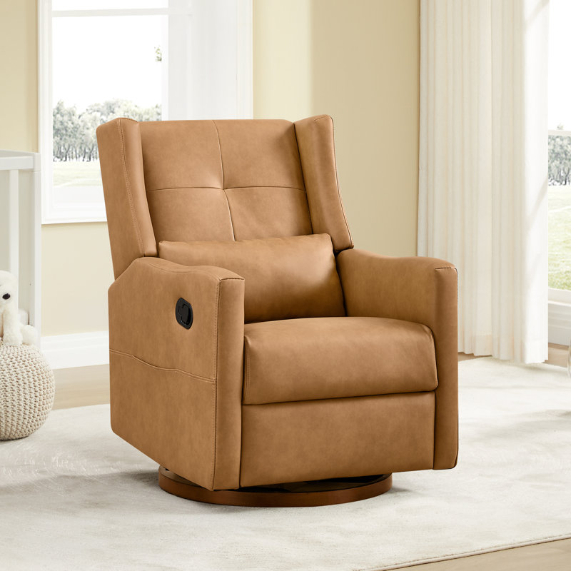Fauteuil inclinable et pivotant manuel Drenna, Similicuir caramel