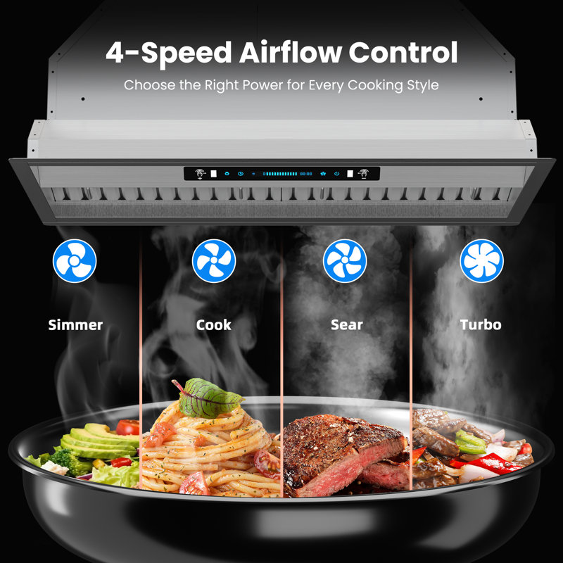 30 in. 400 CFM Convertible Insert Range Hood In Stainless Steel With LED Lights and Gesture Control, 30"